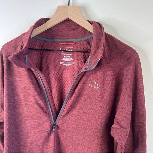 L.L. Bean Airlight Knit Pullover Maroon size Medium Tall Quarter Zip Sweatshirt - Picture 2 of 5